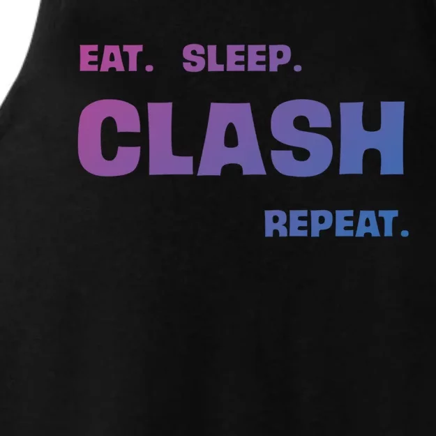 Funny Eat Sleep Clash Repeat Gaming Cool Gift Ladies Tri-Blend Wicking Tank