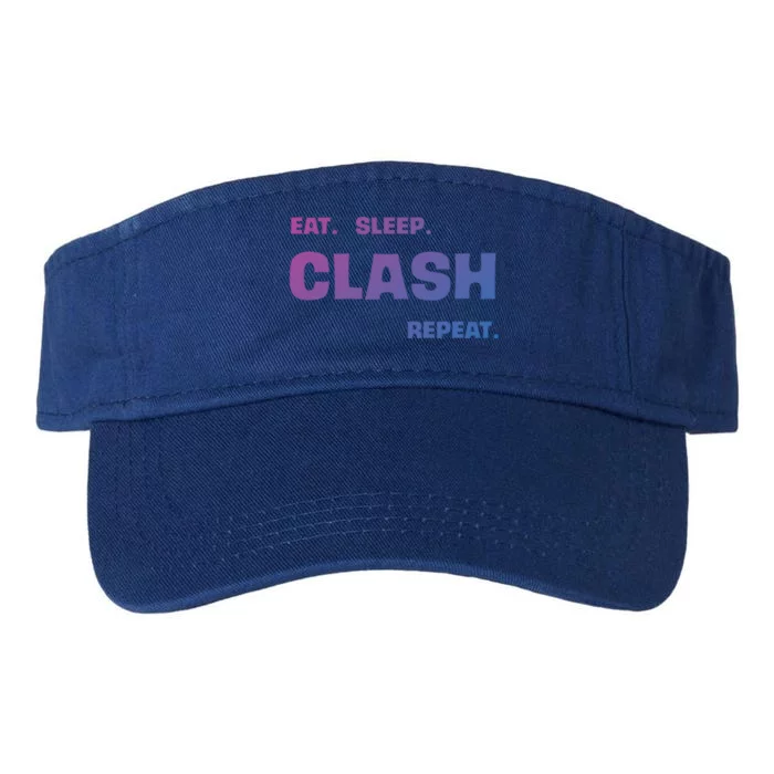 Funny Eat Sleep Clash Repeat Gaming Cool Gift Valucap Bio-Washed Visor