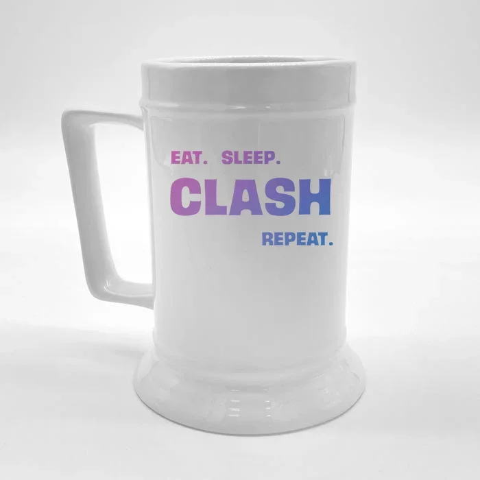 Funny Eat Sleep Clash Repeat Gaming Cool Gift Front & Back Beer Stein