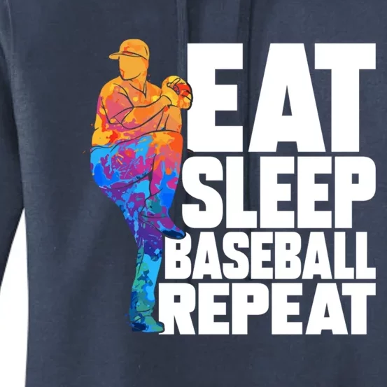 Funny Eat Sleep Baseball Repeat Gift Women's Pullover Hoodie