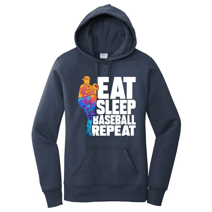 Funny Eat Sleep Baseball Repeat Gift Women's Pullover Hoodie