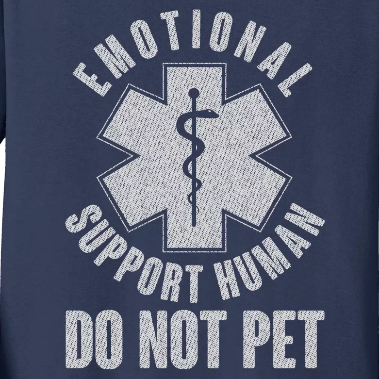 Funny Emotional Support Human Do Not Pet Kids Long Sleeve Shirt