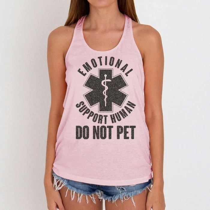 Funny Emotional Support Human Do Not Pet Women's Knotted Racerback Tank