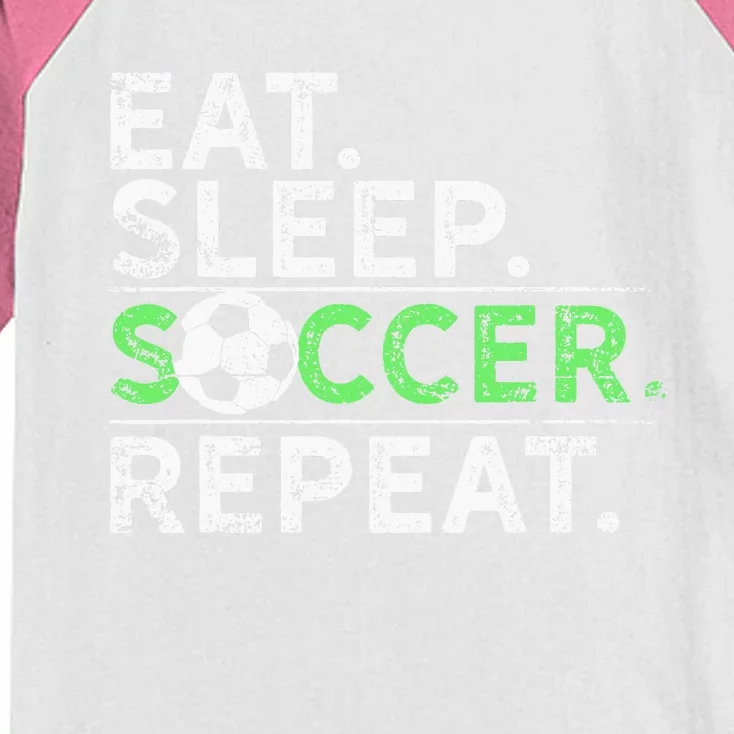 Funny Eat Sleep Soccer Repeat Soccer Player Coach Gift Kids Colorblock Raglan Jersey