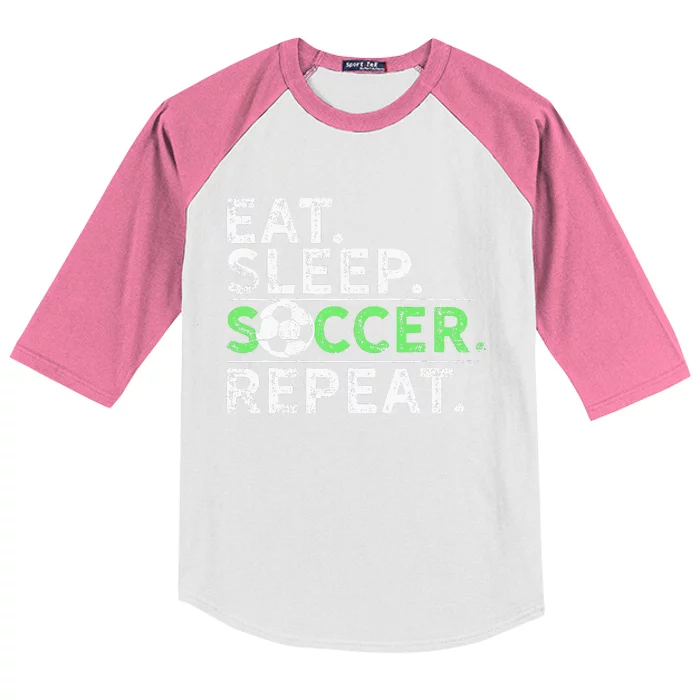 Funny Eat Sleep Soccer Repeat Soccer Player Coach Gift Kids Colorblock Raglan Jersey