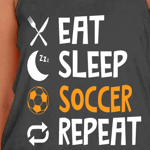 Funny Eat Sleep Soccer Repeat Player Coach Women's Knotted Racerback Tank