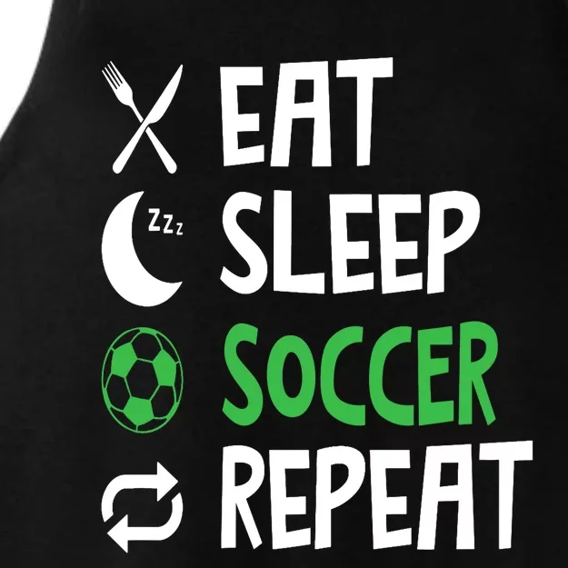 Funny Eat Sleep Soccer Repeat Player Coach Ladies Tri-Blend Wicking Tank