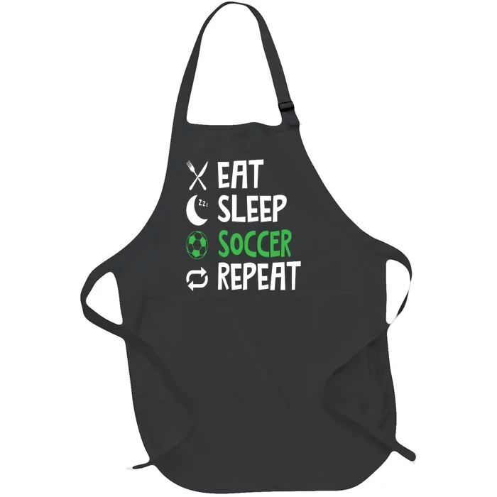 Funny Eat Sleep Soccer Repeat Player Coach Full-Length Apron With Pocket