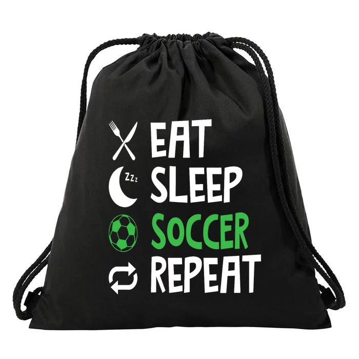 Funny Eat Sleep Soccer Repeat Player Coach Drawstring Bag