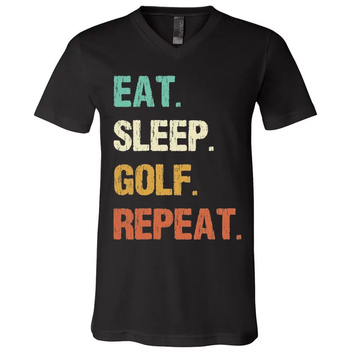 Funny Eat Sleep Golf Repeat Crazy Golf golf balls lovers V-Neck T-Shirt