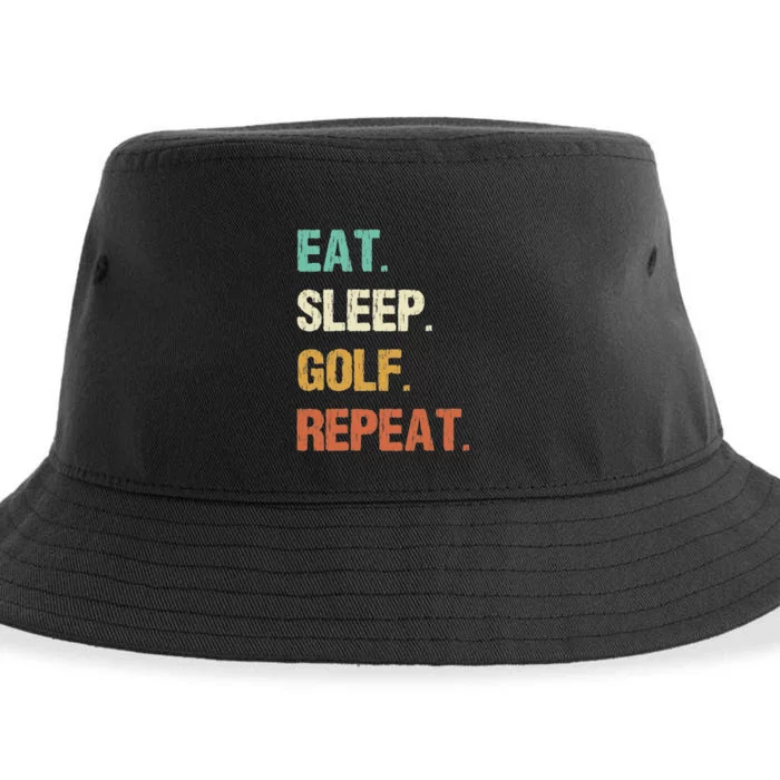 Funny Eat Sleep Golf Repeat Crazy Golf golf balls lovers Sustainable Bucket Hat