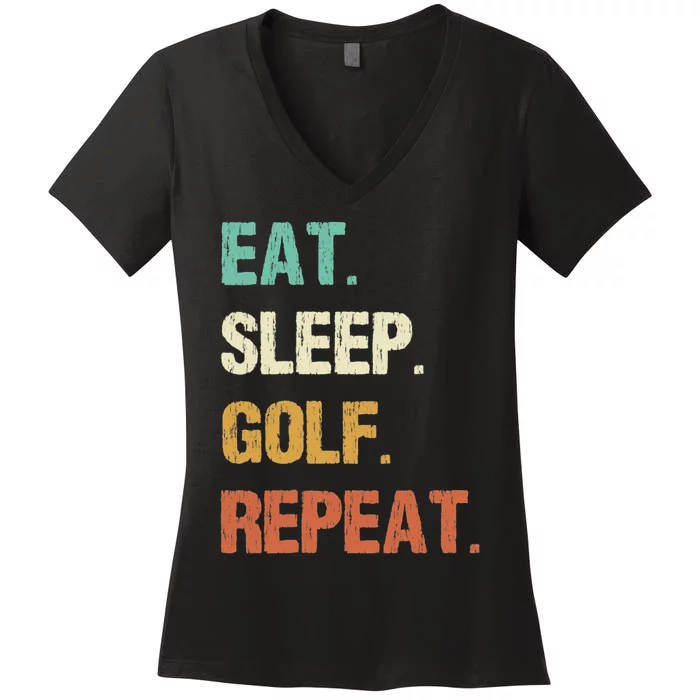 Funny Eat Sleep Golf Repeat Crazy Golf golf balls lovers Women's V-Neck T-Shirt