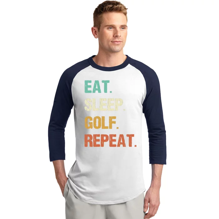 Funny Eat Sleep Golf Repeat Crazy Golf golf balls lovers Baseball Sleeve Shirt