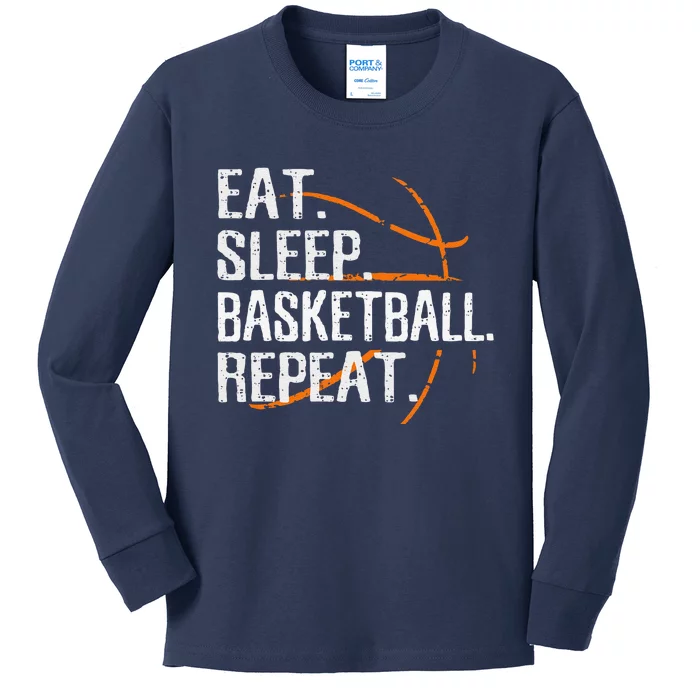 Funny Eat Sleep Basketball Repeat Funny Gift For Basketball Lover Gift Kids Long Sleeve Shirt