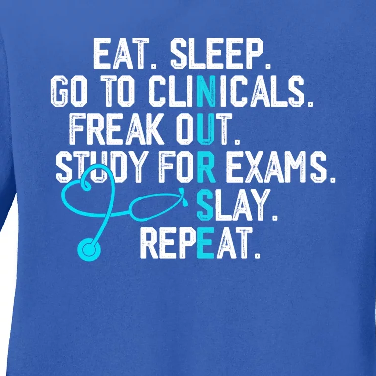 Funny Eat Sleep Go To Clinicals Nurse Life Nursing School Cute Gift Ladies Long Sleeve Shirt