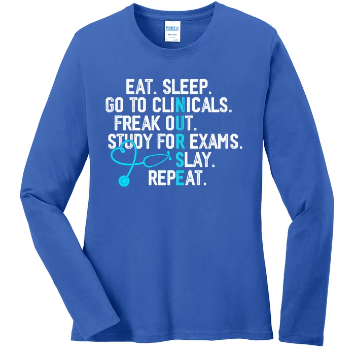 Funny Eat Sleep Go To Clinicals Nurse Life Nursing School Cute Gift Ladies Long Sleeve Shirt