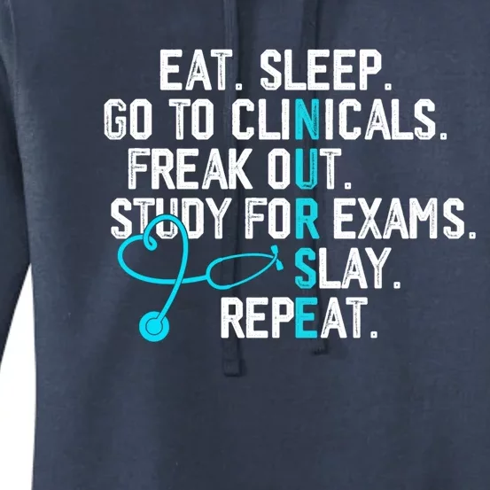 Funny Eat Sleep Go To Clinicals Nurse Life Nursing School Cute Gift Women's Pullover Hoodie