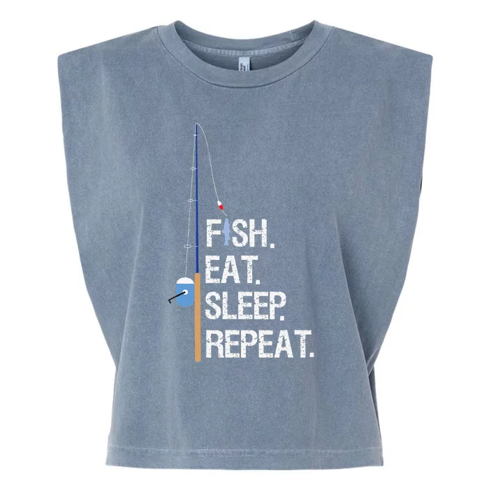 Fish Eat Sleep Repeat Funny Fishing Humor Gift Garment-Dyed Women's Muscle Tee