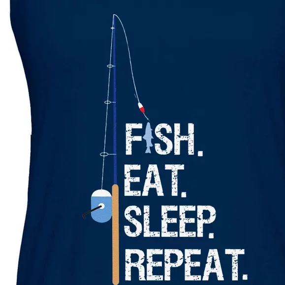 Fish Eat Sleep Repeat Funny Fishing Humor Gift Ladies Essential Flowy Tank