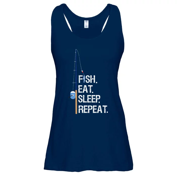 Fish Eat Sleep Repeat Funny Fishing Humor Gift Ladies Essential Flowy Tank