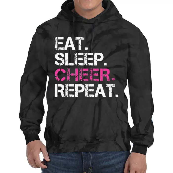 Funny Eat Sleep Cheer Repeat Cheerleading Cheerleader Gifts Tie Dye Hoodie