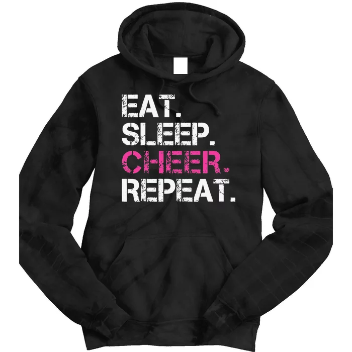 Funny Eat Sleep Cheer Repeat Cheerleading Cheerleader Gifts Tie Dye Hoodie