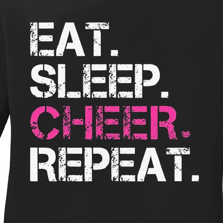 Funny Eat Sleep Cheer Repeat Cheerleading Cheerleader Gifts Ladies Long Sleeve Shirt