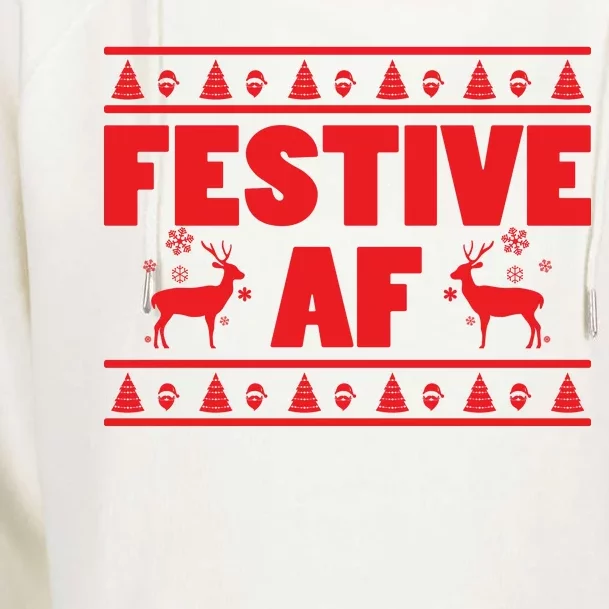 Festive AF Christmas Womens Funnel Neck Pullover Hood