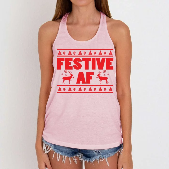 Festive AF Christmas Women's Knotted Racerback Tank