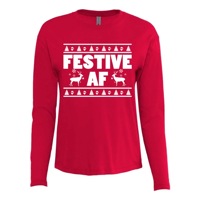 Festive AF Christmas Womens Cotton Relaxed Long Sleeve T-Shirt