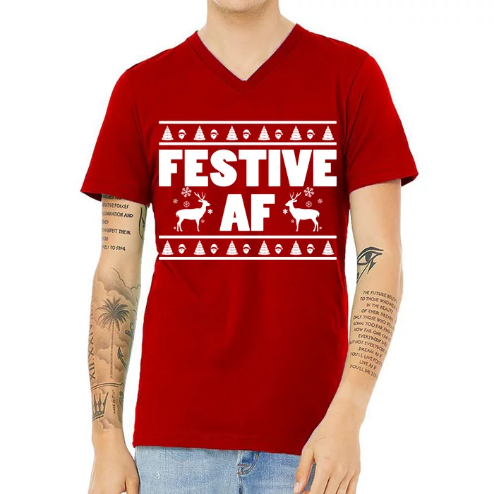 Festive AF Christmas V-Neck T-Shirt