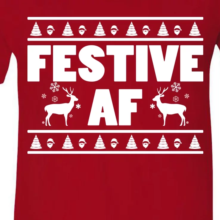 Festive AF Christmas V-Neck T-Shirt