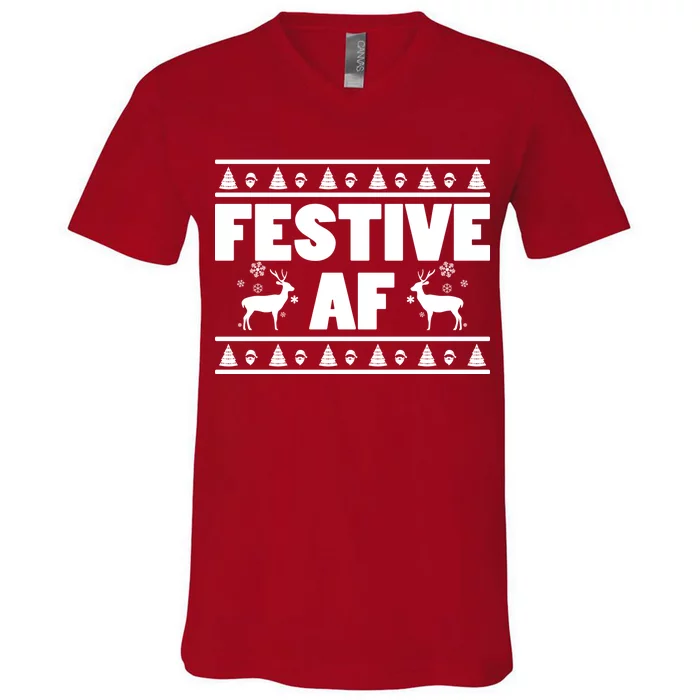 Festive AF Christmas V-Neck T-Shirt