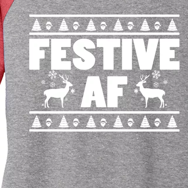 Festive AF Christmas Women's Tri-Blend 3/4-Sleeve Raglan Shirt