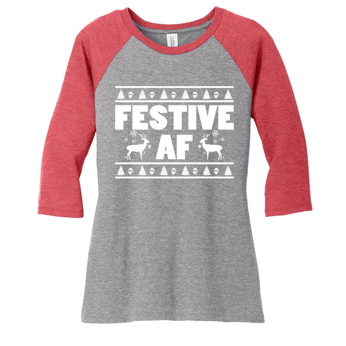 Festive AF Christmas Women's Tri-Blend 3/4-Sleeve Raglan Shirt