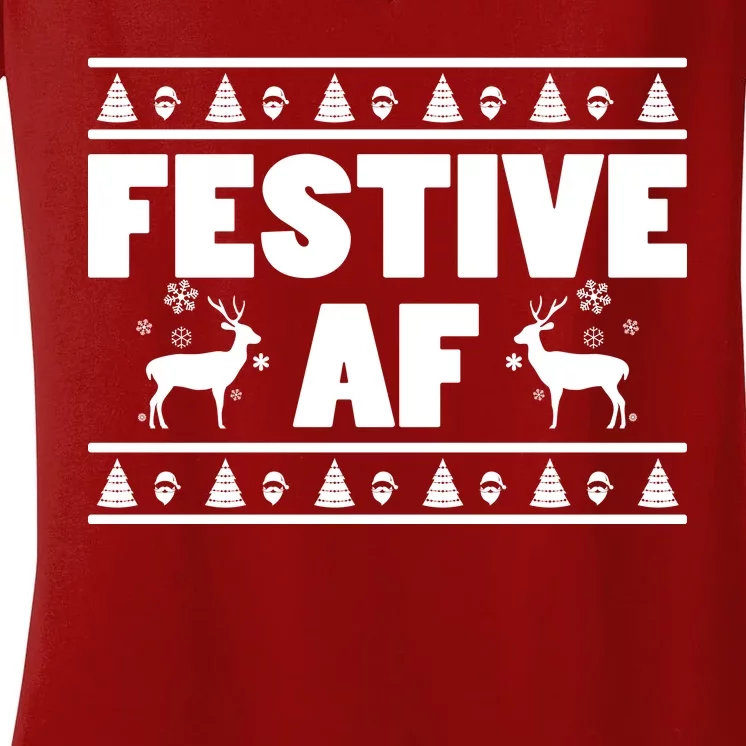 Festive AF Christmas Women's V-Neck T-Shirt