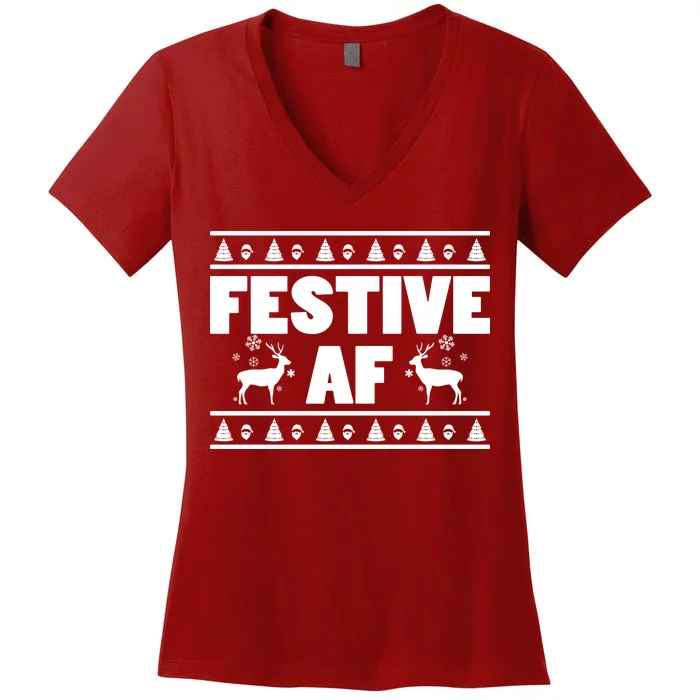 Festive AF Christmas Women's V-Neck T-Shirt