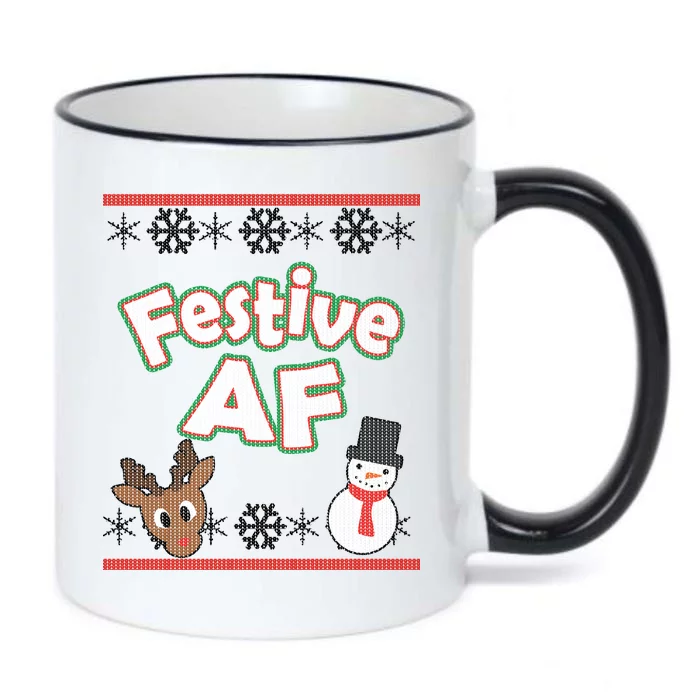 Festive AF Ugly Christmas Sweater Black Color Changing Mug