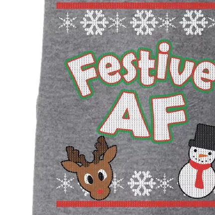 Festive AF Ugly Christmas Sweater Doggie 3-End Fleece Hoodie