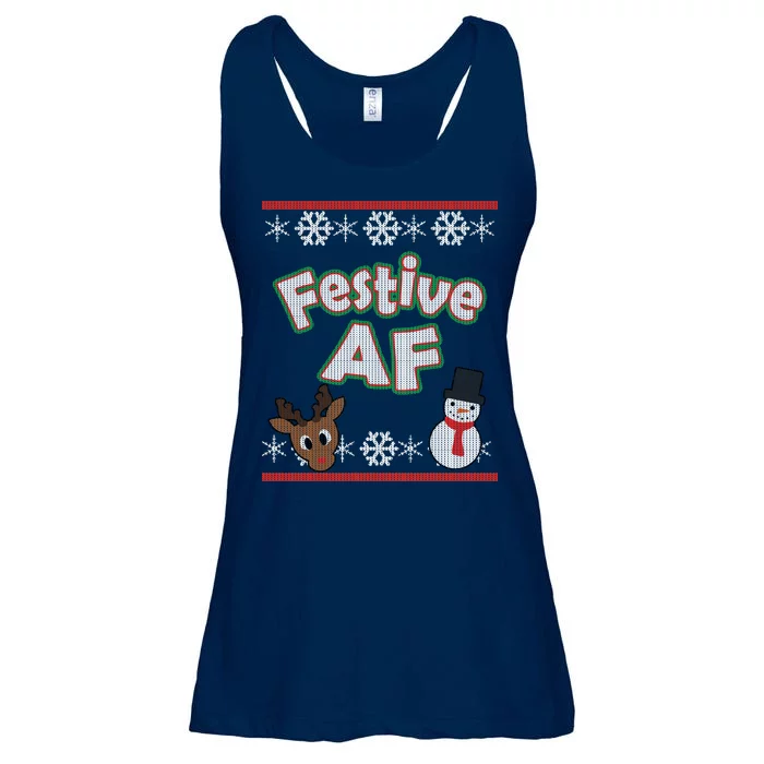 Festive AF Ugly Christmas Sweater Ladies Essential Flowy Tank