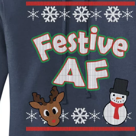 Festive AF Ugly Christmas Sweater Women's Pullover Hoodie