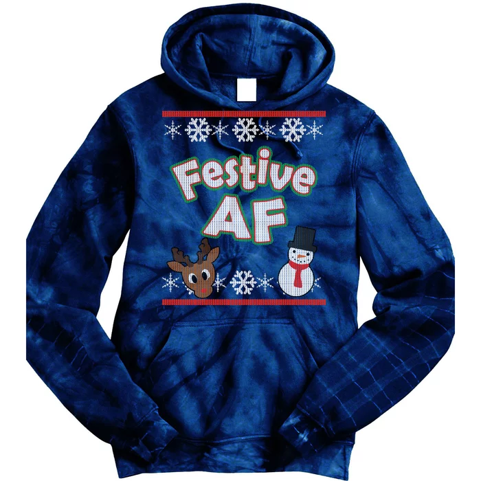 Festive AF Ugly Christmas Sweater Tie Dye Hoodie