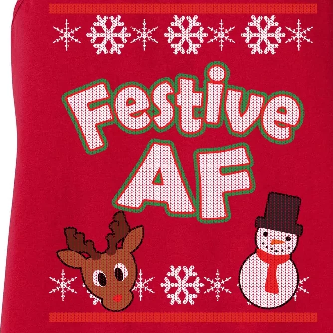 Festive AF Ugly Christmas Sweater Women's Racerback Tank