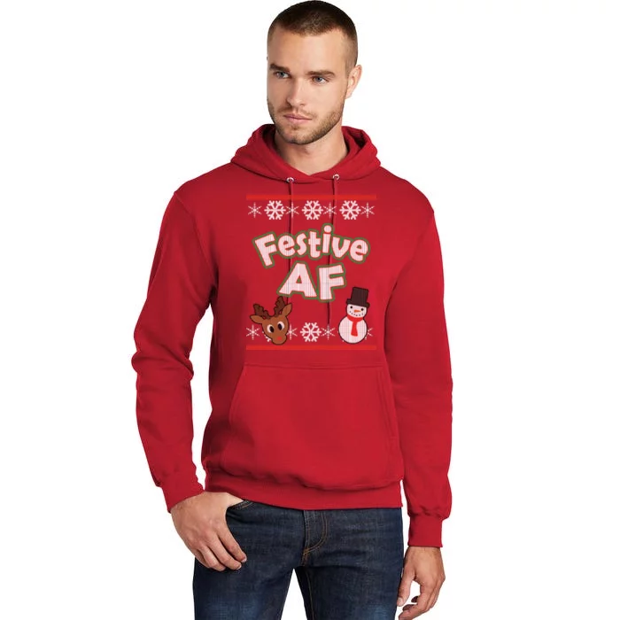 Festive AF Ugly Christmas Sweater Tall Hoodie