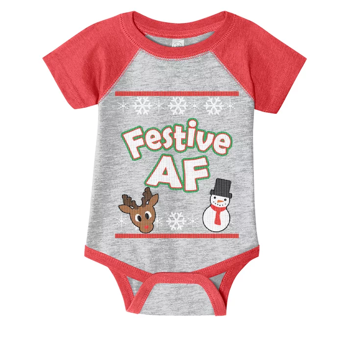 Festive AF Ugly Christmas Sweater Infant Baby Jersey Bodysuit