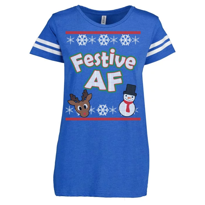 Festive AF Ugly Christmas Sweater Enza Ladies Jersey Football T-Shirt