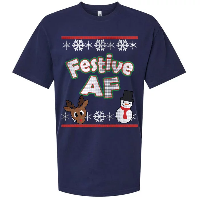 Festive AF Ugly Christmas Sweater Sueded Cloud Jersey T-Shirt