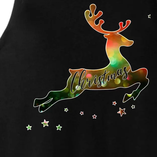 Festive Christmas Leaping Reindeer Ladies Tri-Blend Wicking Tank