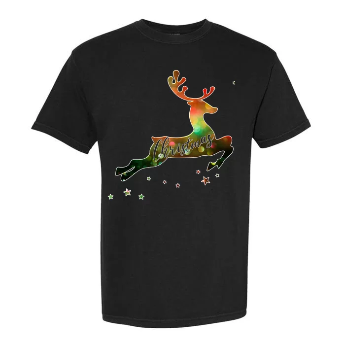 Festive Christmas Leaping Reindeer Garment-Dyed Heavyweight T-Shirt