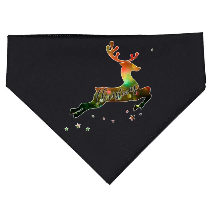 Festive Christmas Leaping Reindeer USA-Made Doggie Bandana